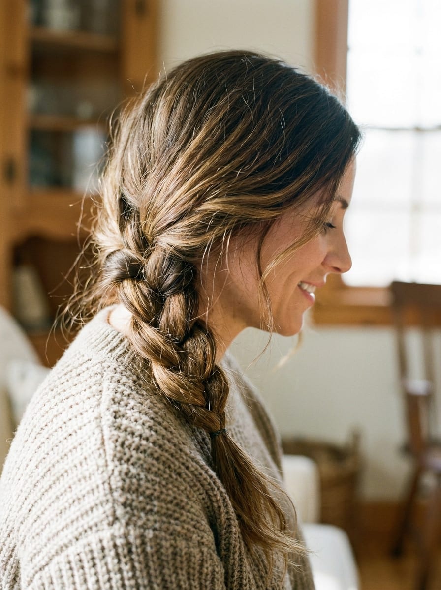 Messy Braid mit lockeren Strähnen - Einfache Flechtfrisur